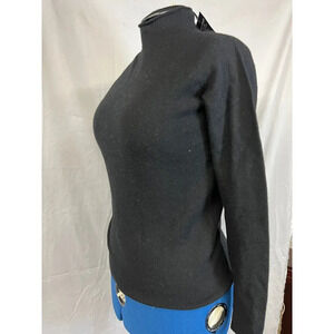 Lanpulux Luxury Knit Black Sweater Wool Woman’s Medium